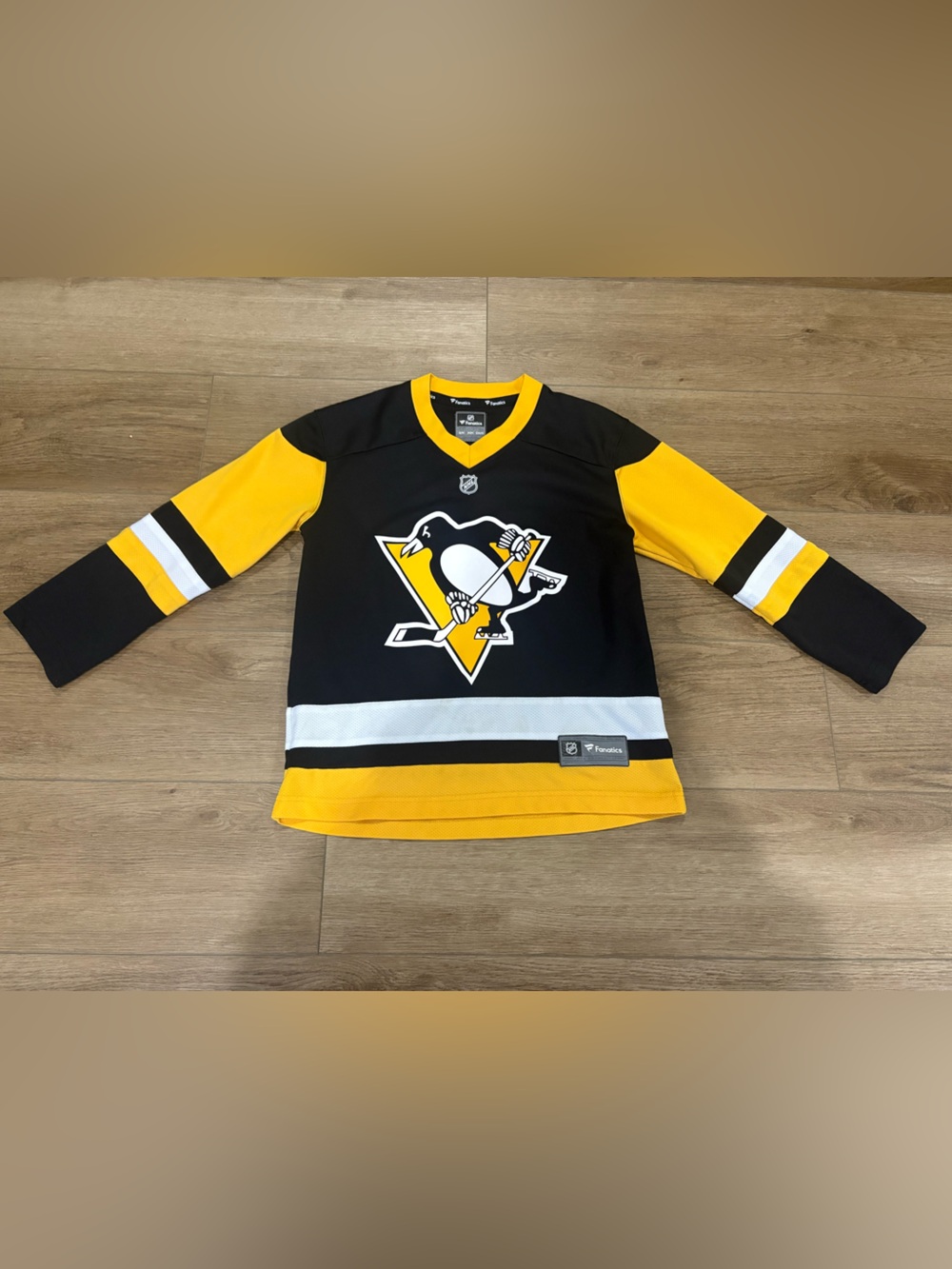 NHL Pittsburgh Penguins Black and Yellow Hockey Jersey